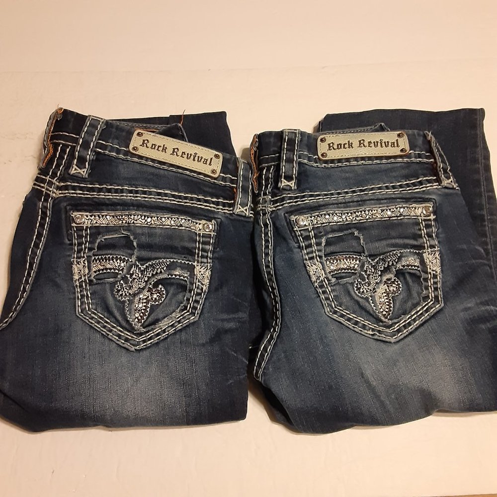 Rock Revival Women's Embellished Luiza Bootcut Jeans Size 27 (2 pairs)